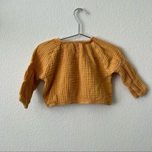 7 For All Mankind 7FAM marigold yellow gauzy knit top - Picture 3 of 5